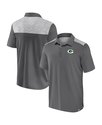 Fanatics Men's Gray Green Bay Packers Long Shot Polo Shirt