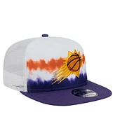 New Era Men's White/Purple Phoenix Suns Dip-Dye 9FIFTY A-Frame Trucker Snapback Hat