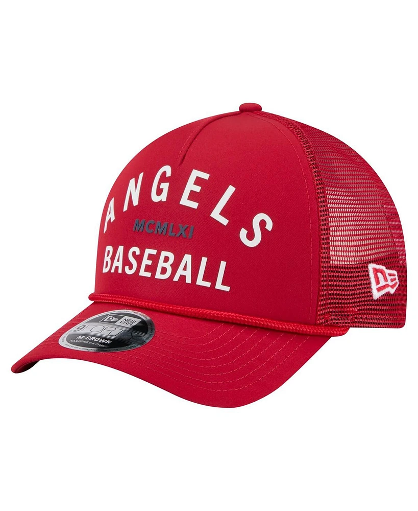 New Era Men's Red Los Angeles Angels Minimalist 9FORTY A-Frame Adjustable Hat