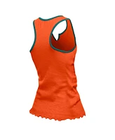 New Era Women's Orange Miami Dolphins Lettuce Hem Notch Neck Tri-Blend Tank Top