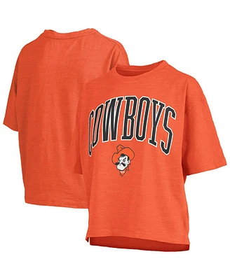 Pressbox Women's Orange Oklahoma State Cowboys Nelson Arch Over Logo Waist Length Oversized Slub T-Shirt