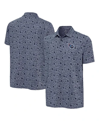 Antigua Men's Heather Navy Tennessee Titans Relentless Polo Shirt