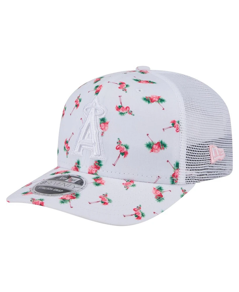 New Era Men's White Los Angeles Angels Flamingo Mesh Back 9SEVENTY Stretch-Snap Hat