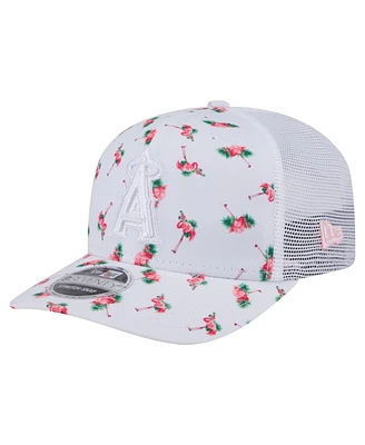 New Era Men's White Los Angeles Angels Flamingo Mesh Back 9SEVENTY Stretch-Snap Hat
