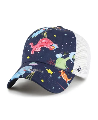 '47 Brand Big Boys and Girls Navy Detroit Lions Space Dino Adjustable Trucker Hat