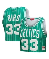 Mitchell & Ness X Dannijo Women's Larry Bird Kelly Green Boston Celtics Fashion Cropped Basketball Jersey