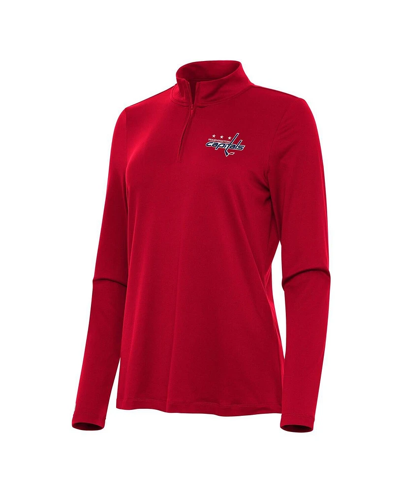 Antigua Women's Red Washington Capitals Reprocess Quarter-Zip Top