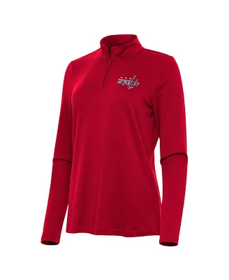 Antigua Women's Red Washington Capitals Reprocess Quarter-Zip Top