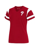 Antigua Women's Red Philadelphia Phillies Encounter Notch Neck Top