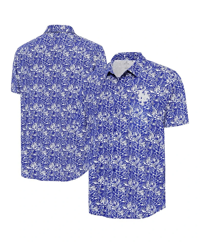 Antigua Men's Royal New York Mets Resort Button-Up Shirt