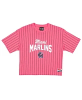 New Era Women's Pink Miami Marlins 2025 City Connect Pinstripe T-Shirt