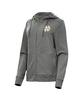 Antigua Women's Heather Black Notre Dame Fighting Irish Seeker Full-Zip Hoodie