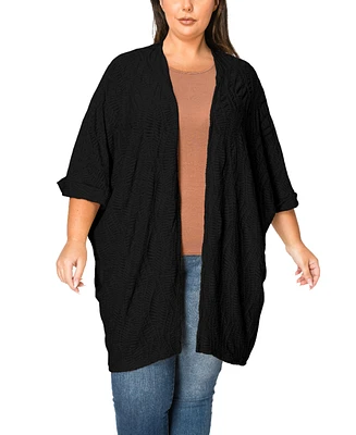 Coin 1804 Plus Spiral Wave Texture Dolman Cardigan Sweater