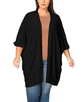 Coin 1804 Plus Spiral Wave Texture Dolman Cardigan Sweater