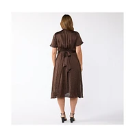 Estelle Mirage Oasis Satin Wrap Dress