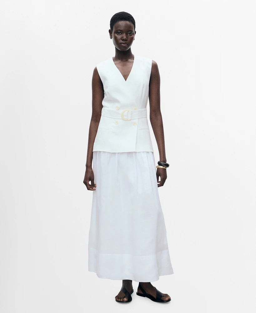Mango Women's Belt Combined Woven Dress