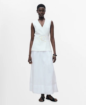 Mango Women's Belt Combined Woven Dress