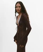 Mango Women's Bow Detail Crochet Dress