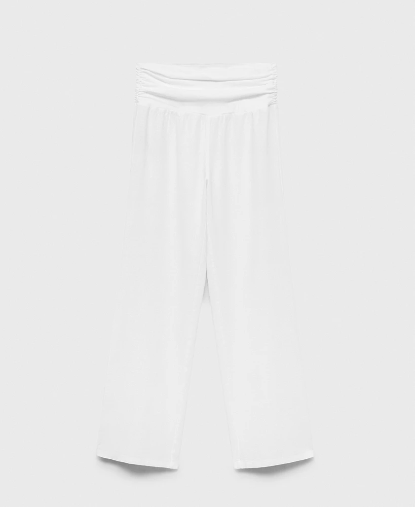 Mango Women's Draped Waist Linen Pants