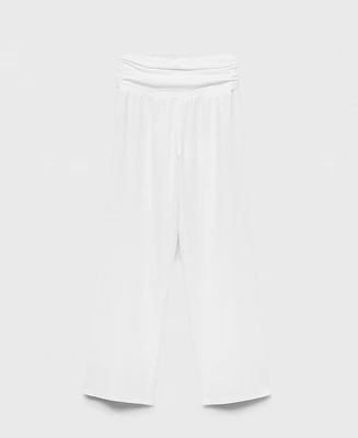 Mango Women's Draped Waist Linen Pants