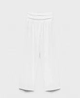 Mango Women's Draped Waist Linen Pants