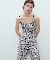 Mango Women's Floral Linen Pants