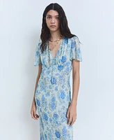 Mango Women's Short Sleeves Long Floral Dress