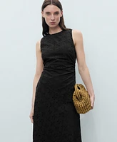 Mango Women's Openwork Embroidery Motifs Midi Dress