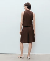 Mango Women's Linen-Blend Suit Bermuda Shorts