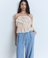 Mango Women's Lyocell Wide Leg Pants