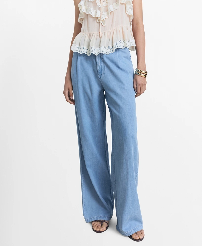 Mango Women's Lyocell Wide Leg Pants