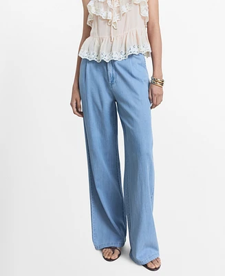Mango Women's Lyocell Wide Leg Pants