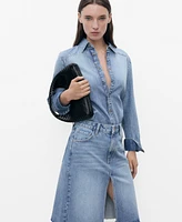 Mango Women's Denim Midi Skirt