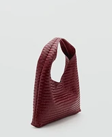 Mango Women's Braided Leather Shoulder Bag