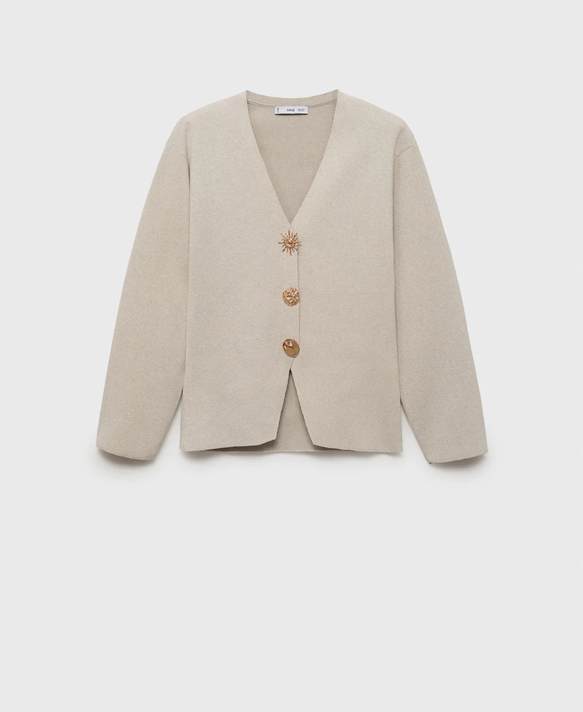 Mango Women's Jewel Buttons Knitted Cardigan