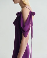Mango Women's Flower Detail Draped Dress