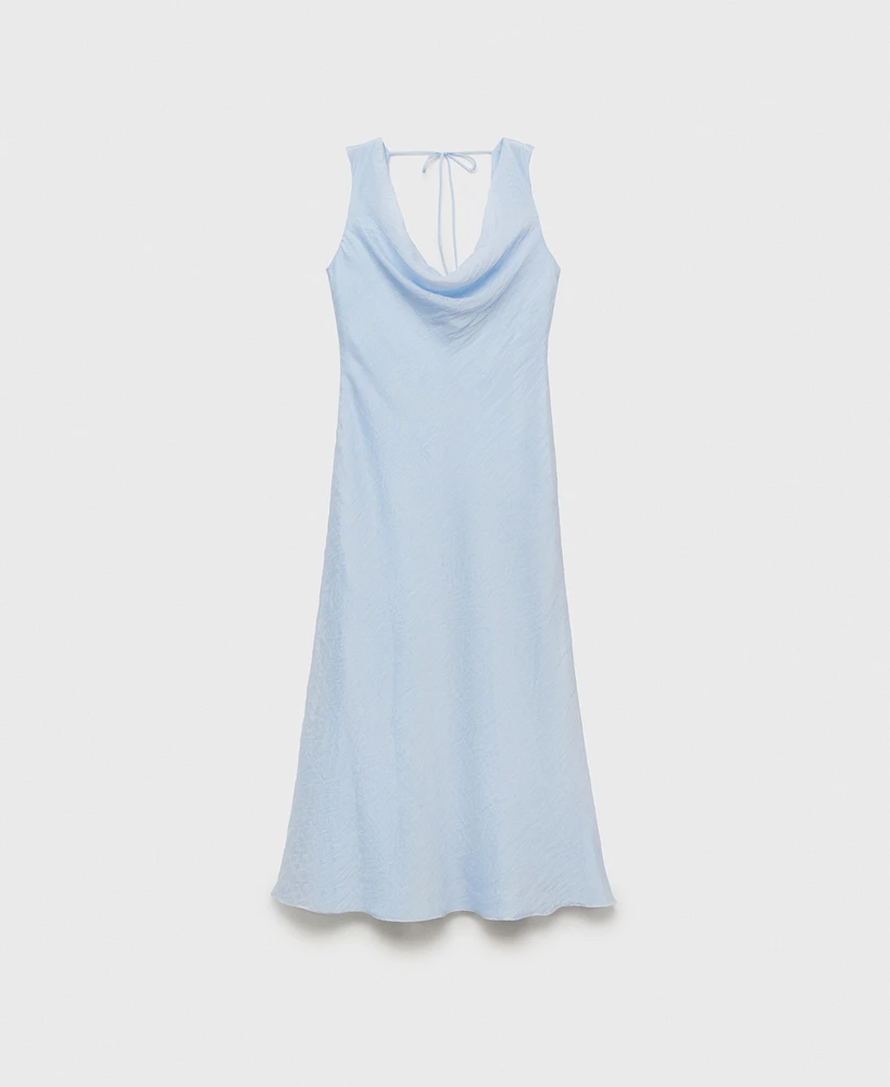 Mango Women's Draped Neck Midi Dress