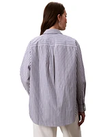 Calvin Klein Jeans Women's Striped Cotton Poplin Button-Down Shirt