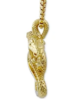 Men's Diamond Striking Snake 22" Pendant Necklace (1/4 ct. t.w.) in 14k Gold-Plated Sterling Silver