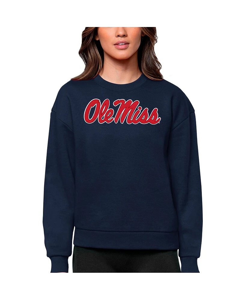 Antigua Women's Navy Ole Miss Rebels Victory Crewneck Pullover Sweatshirt