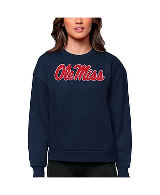 Antigua Women's Navy Ole Miss Rebels Victory Crewneck Pullover Sweatshirt