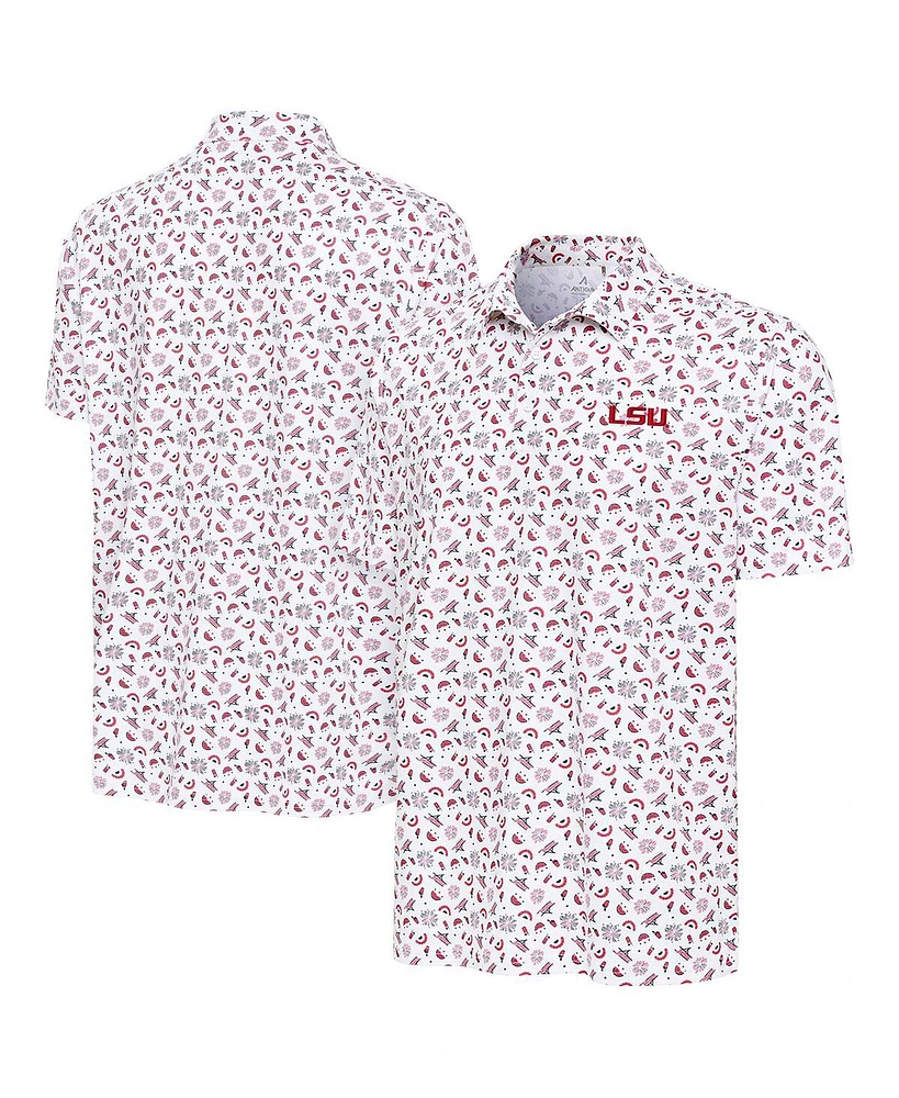 Antigua Men's White Lsu Tigers Independence Day Polo Shirt
