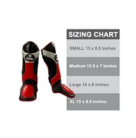 Invincible Shin & Instep - Premium Synthetic Leather Shin Guards for Muay Thai, Mma, Martial Arts Training & Sparring,Black/Red/Silver