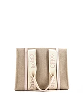 Pre-Owned Chloe Medium Woody Tote Canvas with Leather