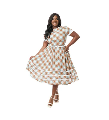 Unique Vintage Plus Boatneck Ricrac Swing Dress