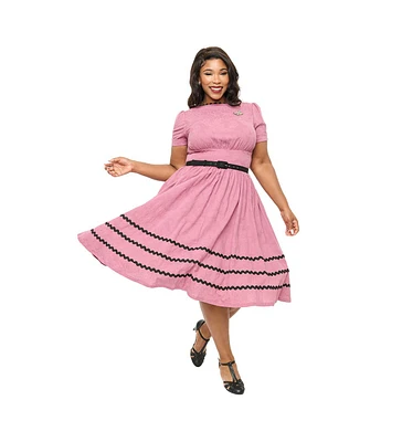 Unique Vintage Plus Boatneck Ricrac Swing Dress