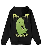 Pabst Blue Ribbon Men's Ghost Holding Beer Long Sleeve Adult Black Hooded