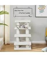 Sugift 24 Inch 4-Step Pet Stairs Carpeted Ladder Ramp Scratching Post Cat Tree Climber