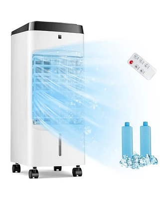 3-in-1 Evaporative Air Cooler, Quiet Personal Swamp Cooler with Remote Control, 70° Oscillation, 12H Timer, 3 Speeds, 2 Ice Boxes, Portable Air C