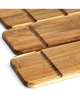 MegaChef Acacia Wood 3 Tiered Rectangular Ladder Tray Set